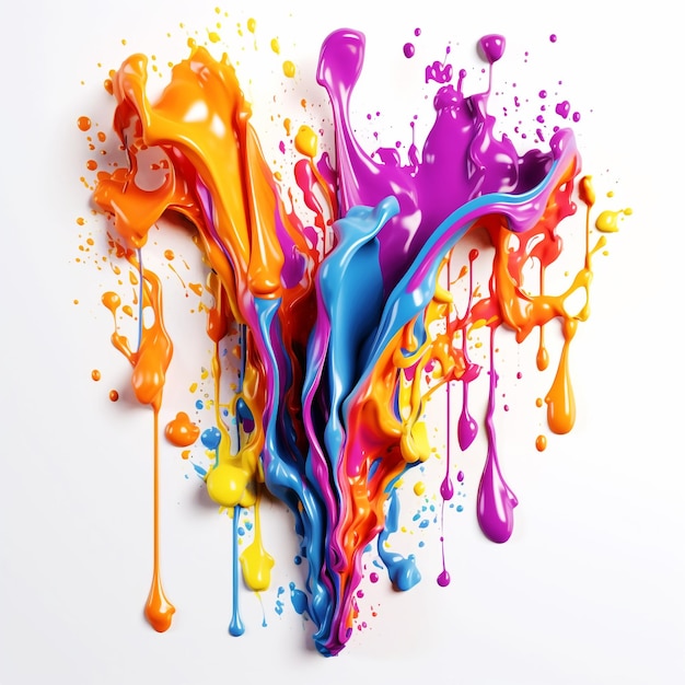 Abstract background of a rainbow coloured paint splash with drips generative ai