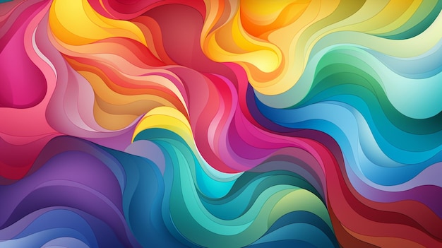 Abstract background of rainbow groovy Wavy Line design in 1970s Hippie Retro style