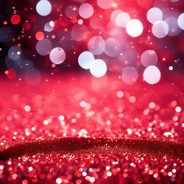 Photo abstract background of red color with bokeh defocused lights and sparkles