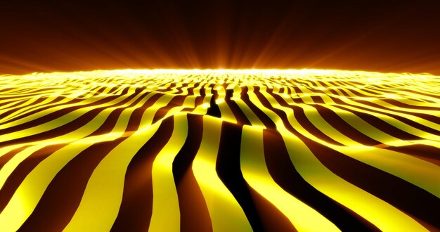 Photo abstract background road of yellow gold glowing shiny digital hitech stripes of lines