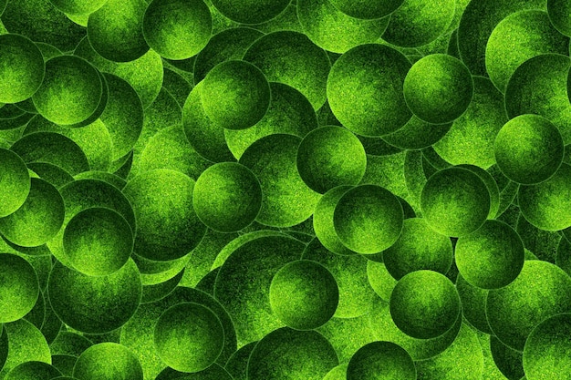 Photo abstract background of round green textured balls