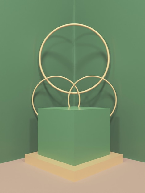 抽象的な背景シーンのジオメトリ形状表彰台3Dレンダリング