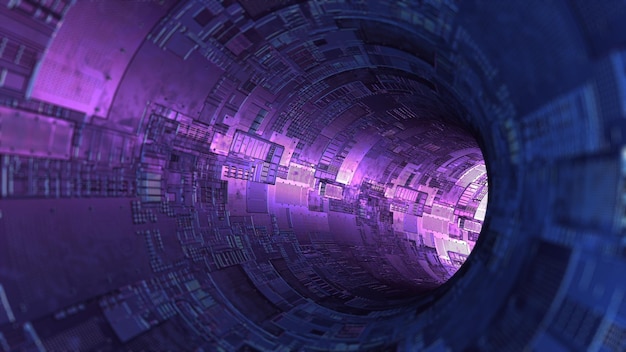 Photo abstract background scifi tunnel 3d rendering