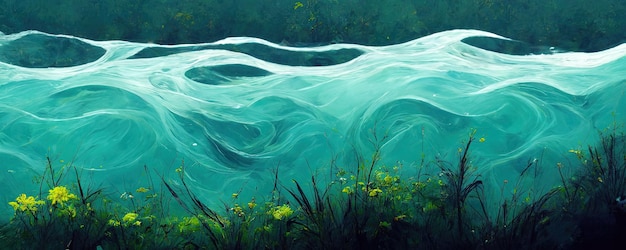 Абстрактный фон морской воды океана фрактальные волны цифровое искусство иллюстрации