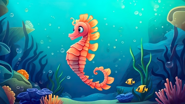 Abstract background seahorse Intricate illustration showcasing the delicate and mesmerizing beauty of a seahorse in a captivating abstract composition Generative AI