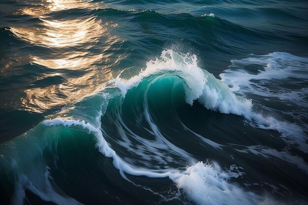 An abstract background of seawater flow under light exposure