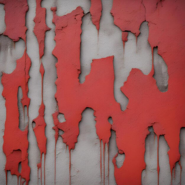 鮮やかな赤い塗料を塗った 破損したコンクリートの壁の抽象的な背景