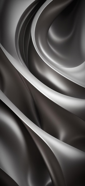 Abstract background in silver colors made of curved metal strips and surfaces Vertical wallpaper for smartphone Generative AI
