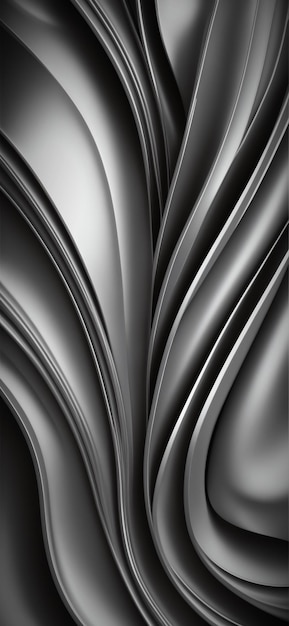 Abstract background in silver colors made of curved metal strips and surfaces Vertical wallpaper for smartphone Generative AI