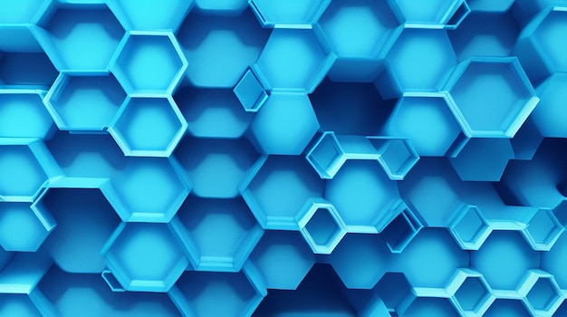 Abstract background of small hexagons in blue colors