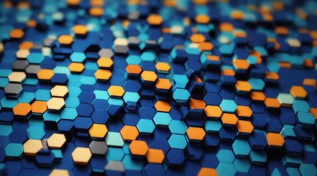 Abstract background of small hexagons in blue colors