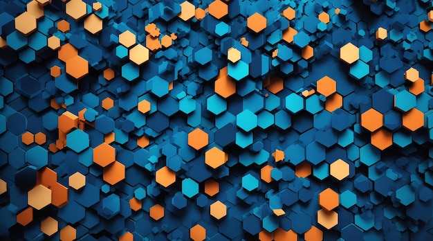 Abstract background of small hexagons in blue colors