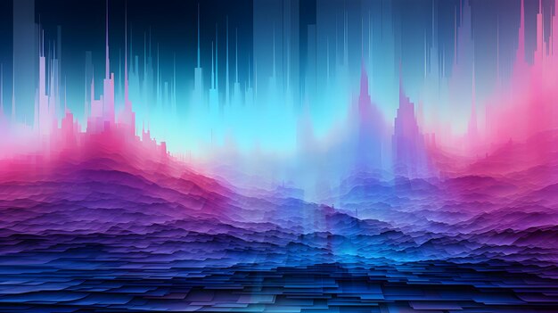 Photo abstract background of spectrogram with purple and magenta and aquamarine color scheme