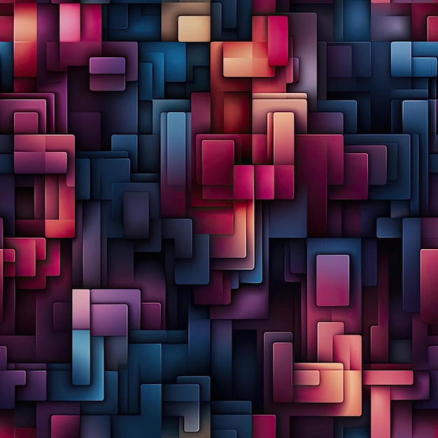 Abstract background of squares and rectangles in red and blue tiled