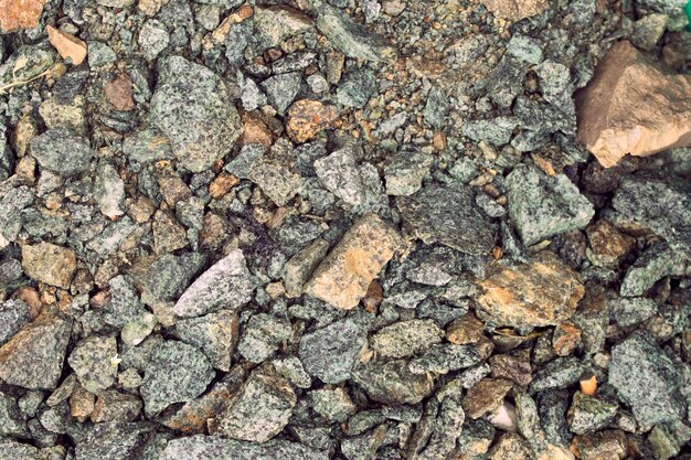 Abstract background of stones rubble and gravel Top view