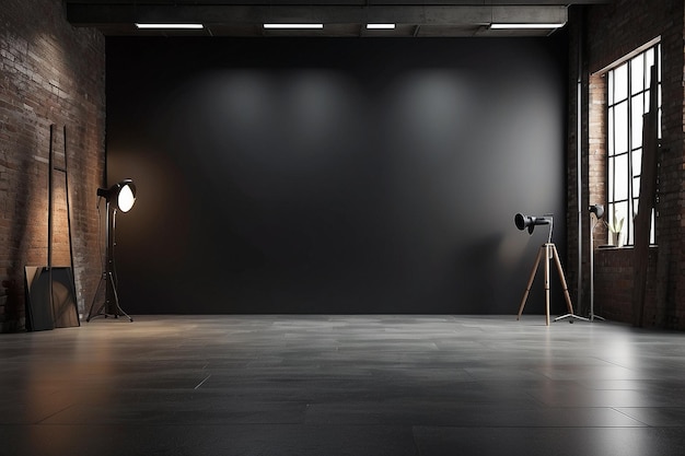 Абстрактный фон студийное пространство пустое с гладким и мягким черным цветом
