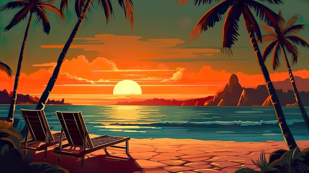 Абстрактный фон заката на пляже пленительные цвета яркого заката на пляже энхан