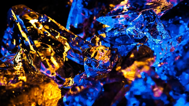 Abstract background or texture blue and yellow ice cubes