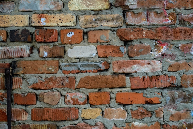 Abstract background, texture of an old red cracked brick wall