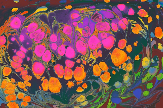 Абстрактная фоновая текстура с цветочной мраморной росписью эбру с круговыми узорами