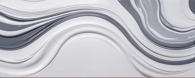 abstract background of thick liquid glossy gray and white paint with wavy shapes