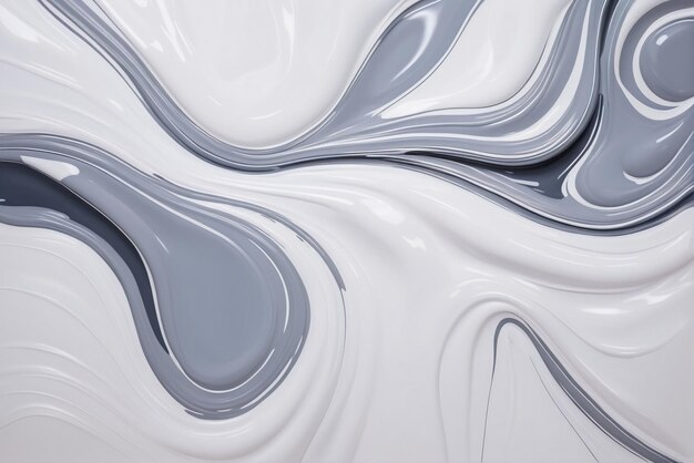 abstract background of thick liquid glossy gray and white paint with wavy shapes