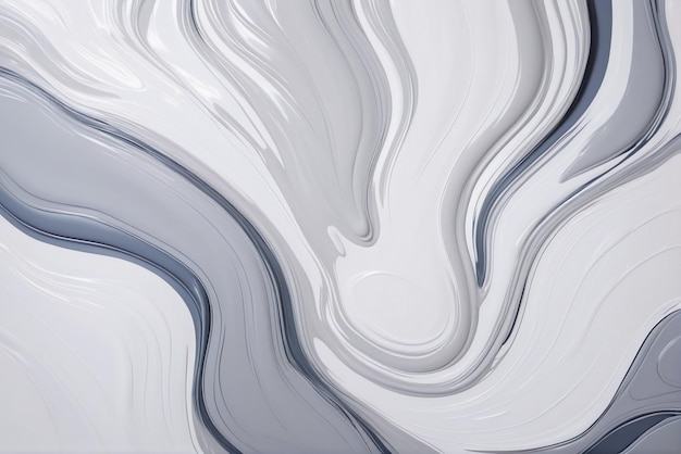 abstract background of thick liquid glossy gray and white paint with wavy shapes