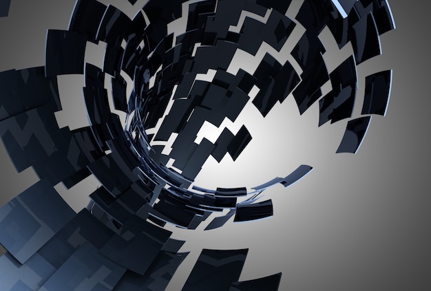 Abstract background tunnel blocks. 3d illustration