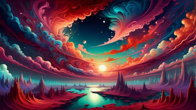 Abstract background of universe and sunset