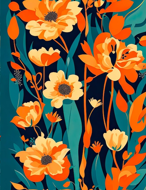 Abstract background of vintage flowers Generative AI