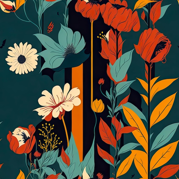 Abstract background of vintage flowers Generative AI