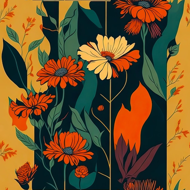 Abstract background of vintage flowers Generative AI