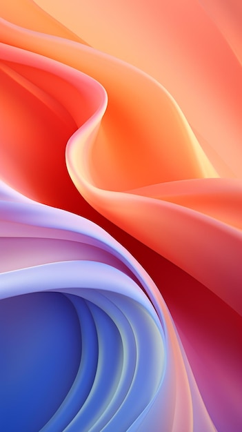 абстрактные фоновые обои темно-синие, желтые, оранжевые и розовые в стиле из жидкого металла, кинетические линии и кривые