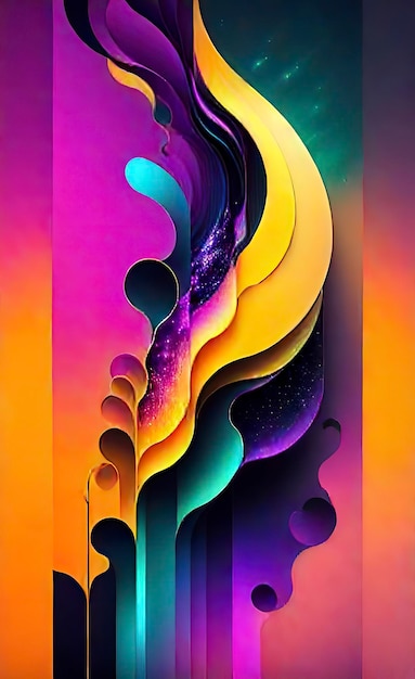 Abstract background wallpaper with a blend of metallic and neon colors