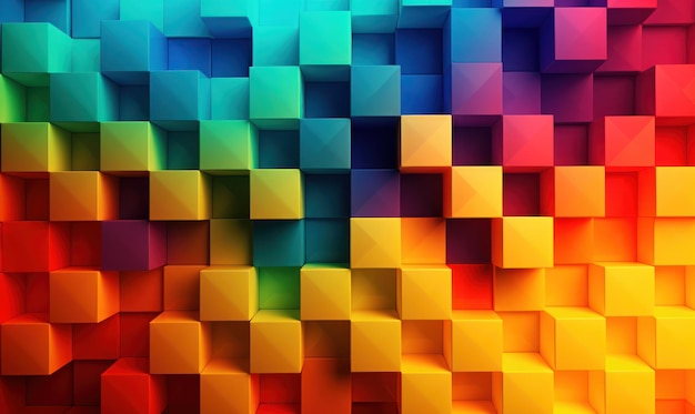 Abstract background or wallpaper with colorful color 3d cube patterns