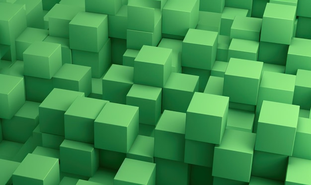 Abstract background or wallpaper with spring green color 3d cube patterns