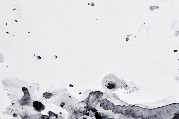抽象的な背景水彩インク多色アート コラージュ黒灰色の汚れのしみと白い紙にアクリル絵の具のブラシ ストローク