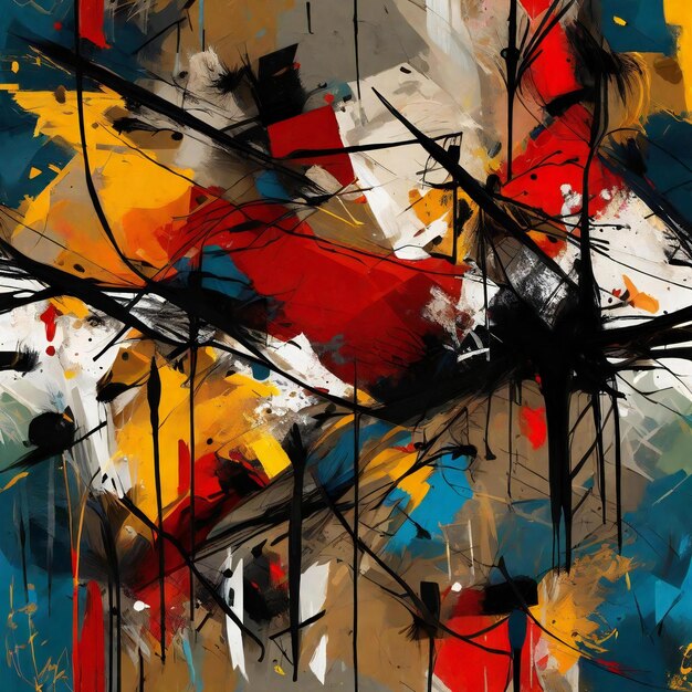 Abstract background watercolours painting with black red and blue