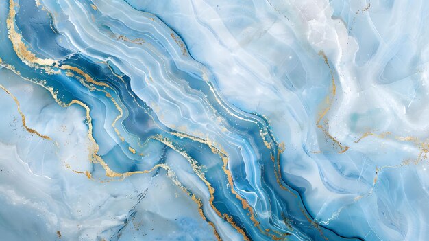 abstract background white blue marble with gold glitter veins stone texture