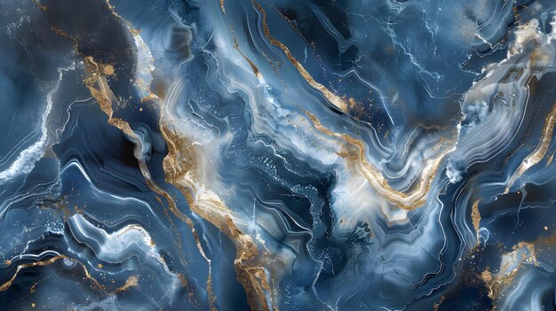 abstract background white blue marble with gold glitter veins stone texture