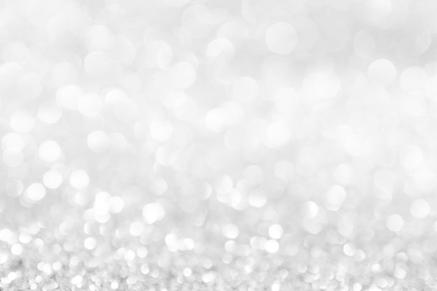 Photo abstract background white silver lights on christmas bokeh