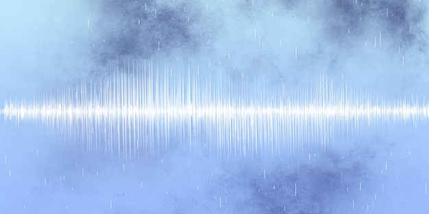 写真 霧の中の青い背景の抽象的な背景白い音波