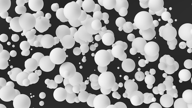 Abstract background white spheres with dynamic 3d spheres. 