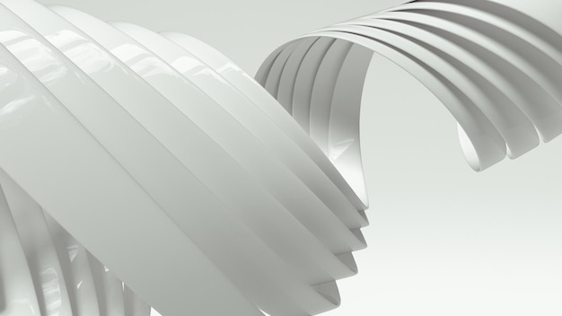 Абстрактный фон Белые закрученные ленты Минимальная архитектурная композиция