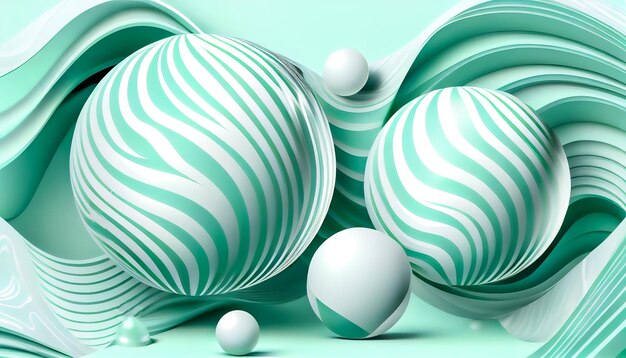 Abstract background with 3d green spheres generative ai generative ai