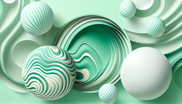 Abstract background with 3d green spheres Generative AI Generative AI