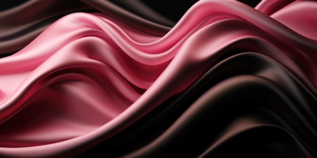 Abstract Background with 3D Wave black and pink Gradient Silk Fabric Generative Ai