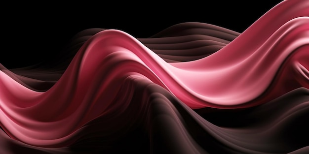 Abstract Background with 3D Wave black and pink Gradient Silk Fabric Generative Ai