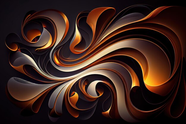 Abstract Background with 3D Wave Bright Gold Generative Ai