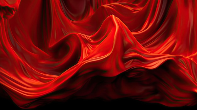 Abstract Background with 3D Wave Bright red flame volcanic dark rock style Generative AI